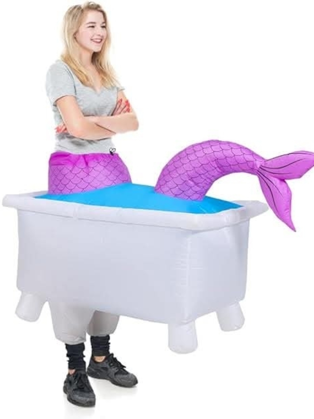 Inflatable Purple Mermaid Tail Bathtub Adult Costume